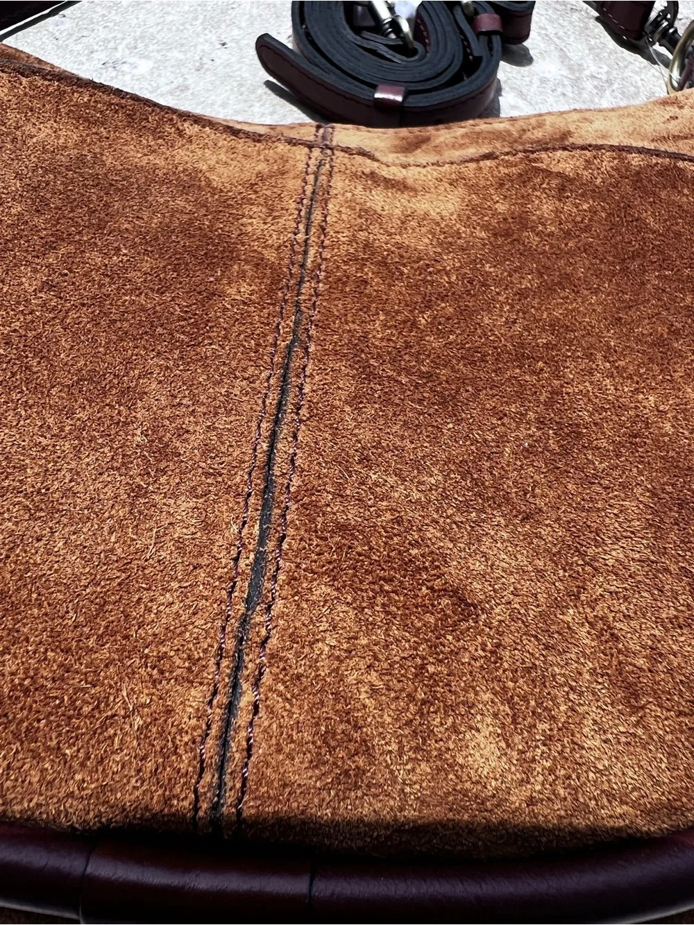 NWT Patricia Nash Calanna Cognac Brown Suede Leather Saddle bag - Picture 5 of 15